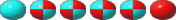 Six balls: 1 x white, 4 x red-white ball, 1 x red ball