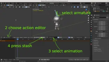 Stashing animations in Blender