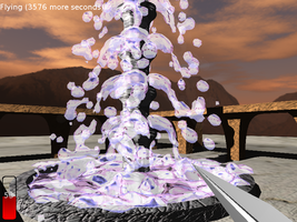 Fountain with water reflecting environment using cubemap