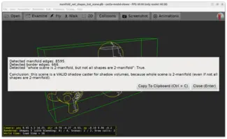 2-Manifold Information (Shadow Volumes Casting) dialog
