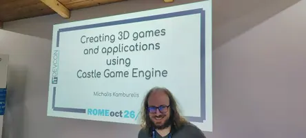 Michalis Kamburelis at ITDevCon 2023, Pascal / Delphi conference, presenting the Castle Game Engine