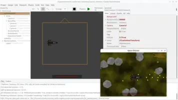 Space shooter game with 2D viewport