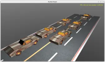 Game running with many cars and road