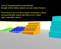 Demo of avatarSize[2] (configure the tallest object that you can climb, e.g. which stairs you can climb on)