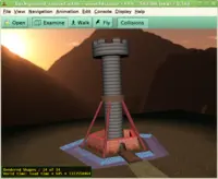 view3dscene new demo screen - tower with sunset sky
