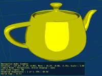Teapot X3D model rendered with toon shading in GLSL