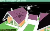 Shadow volumes from chopper over a house scenery. Chopper can be moved, rotated, scaled by mouse.
