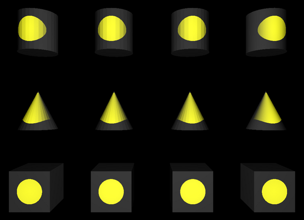 Different triangulations example (ray-tracer rendering)