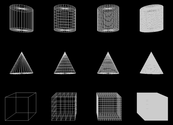 Different triangulations example (wireframe view)