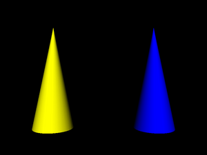 Two cones with different materials