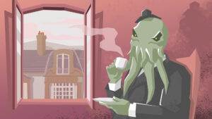 Poster from "Unholy Society" by Paweł Wojciechowicz from Cat-astrophe Games