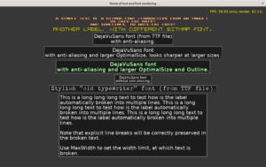 TCastleLabel, TCastleFont, TCastleBitmapFont demo - running