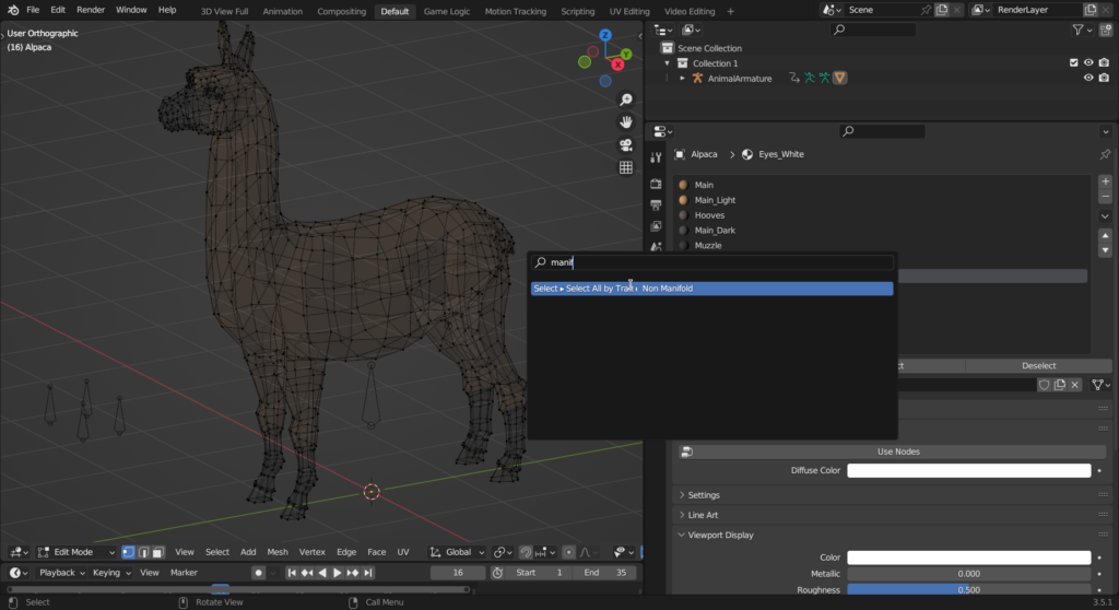 Select NonManifold in Blender Castle Game Engine
