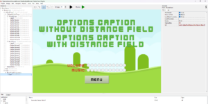 Platformer options view with distance field fonts