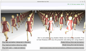 Displaying a crowd of characters animated using skinning in glTF