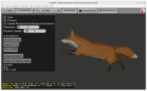 Skinned animation of a fox
